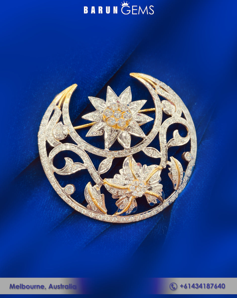 Gold Plated Silver Brooch Barun Gems