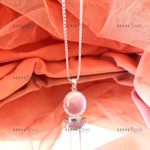 Load image into Gallery viewer, Individually Hand-crafted Rose Quartz Gemstone Silver Pendant with Silver Necklace.