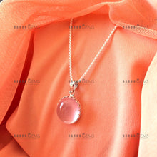 Load image into Gallery viewer, Individually Hand-crafted Rose Quartz Gemstone Silver Pendant with Silver Necklace.