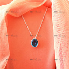 Load image into Gallery viewer, Individually Hand-crafted Silver Swiss Blue Topaz Gemstone Pendant with Silver Necklace.