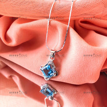 Load image into Gallery viewer, Individually Hand-crafted Swiss Blue Topaz Gemstone Silver Pendant with Silver Necklace.