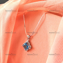 Load image into Gallery viewer, Individually Hand-crafted Swiss Blue Topaz Gemstone Silver Pendant with Silver Necklace.