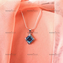 Load image into Gallery viewer, Individually Hand-crafted Swiss Blue Topaz Gemstone Silver Pendant with Silver Necklace.