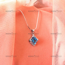 Load image into Gallery viewer, Individually Hand-crafted Swiss Blue Topaz Gemstone Silver Pendant with Silver Necklace.