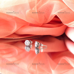 Individually Hand-crafted Pair of  Moissanite Gemstone Silver Studs.