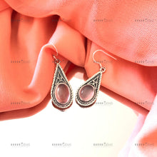 Load image into Gallery viewer, Individually Hand-crafted Pair of Silver Rose Quartz Gemstone Earrings.