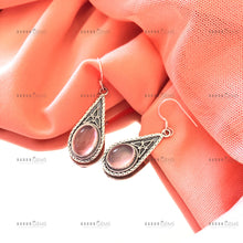 Load image into Gallery viewer, Individually Hand-crafted Pair of Silver Rose Quartz Gemstone Earrings.