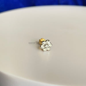 14K Diamond Flower Nose Pin