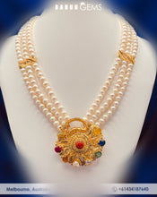 Load image into Gallery viewer, Gold Naworatna Pearl Necklace
