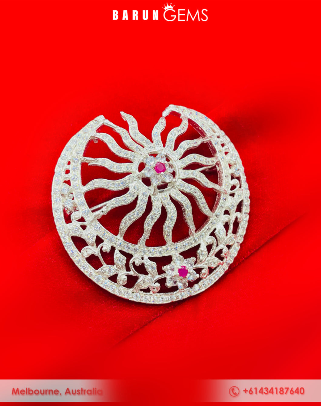 Rhodium Silver Brooch