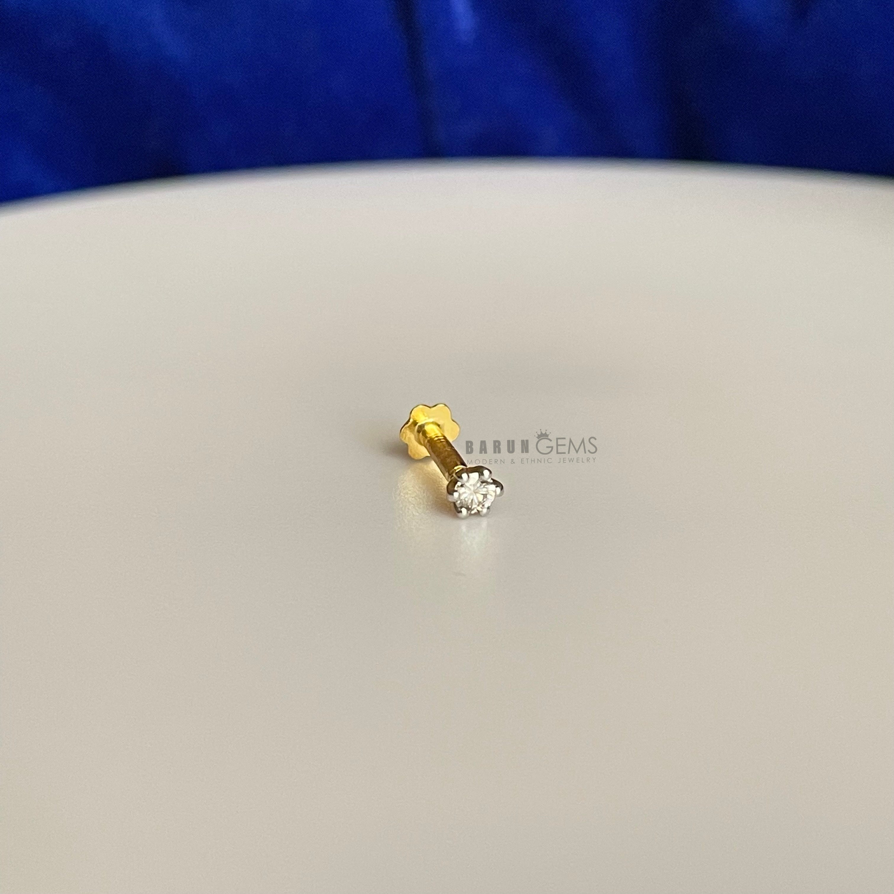 14K Diamond Nose Pin Barun Gems
