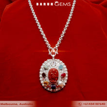 Load image into Gallery viewer, Silver Naworatna  Ganesh Necklace
