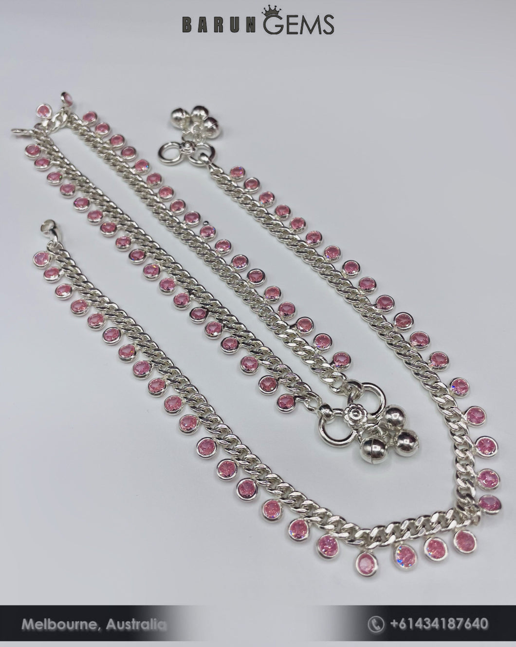 Pink Stone Beads Anklets