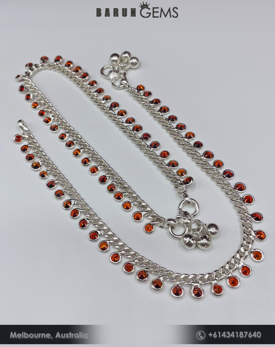 Orange Stone Beads Anklets