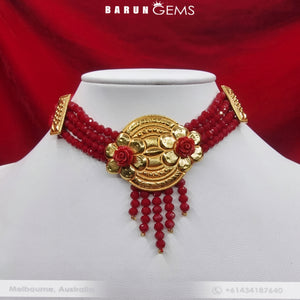Red Choker (with fringe)