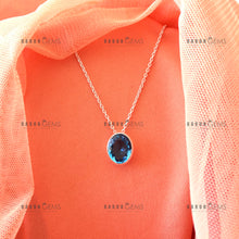 Load image into Gallery viewer, Individually Hand-crafted Silver Swiss Blue Topaz Gemstone Pendant with Silver Necklace.
