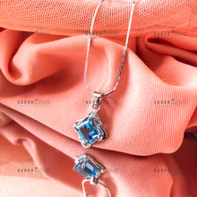 Load image into Gallery viewer, Individually Hand-crafted Swiss Blue Topaz Gemstone Silver Pendant with Silver Necklace.
