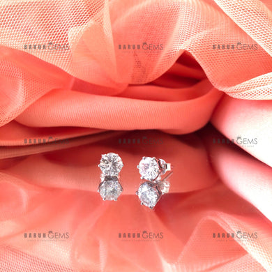 Individually Hand-crafted Pair of  Moissanite Gemstone Silver Studs.