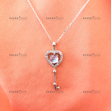 Load image into Gallery viewer, Individually Hand-crafted Moonstone Gemstone Silver Key Shaped Pendant Necklace.
