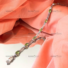 Load image into Gallery viewer, Individually Hand-crafted Peridot Gemstone Silver Bracelet.
