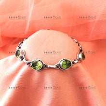 Load image into Gallery viewer, Individually Hand-crafted Peridot Gemstone Silver Bracelet.
