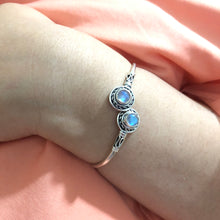 Load image into Gallery viewer, Individually Hand-crafted Moonstone Gemstone Silver Bangle.
