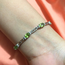 Load image into Gallery viewer, Individually Hand-crafted Peridot Gemstone Silver Bracelet.
