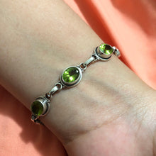 Load image into Gallery viewer, Individually Hand-crafted Peridot Gemstone Silver Bracelet.
