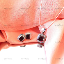 Load image into Gallery viewer, Individually Hand-crafted Silver Garnet Gemstone Pendant Necklace.
