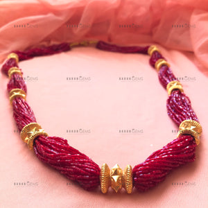 Traditionally Hand-crafted 24k Gold Naugedi in Classic Red Potey Design.
