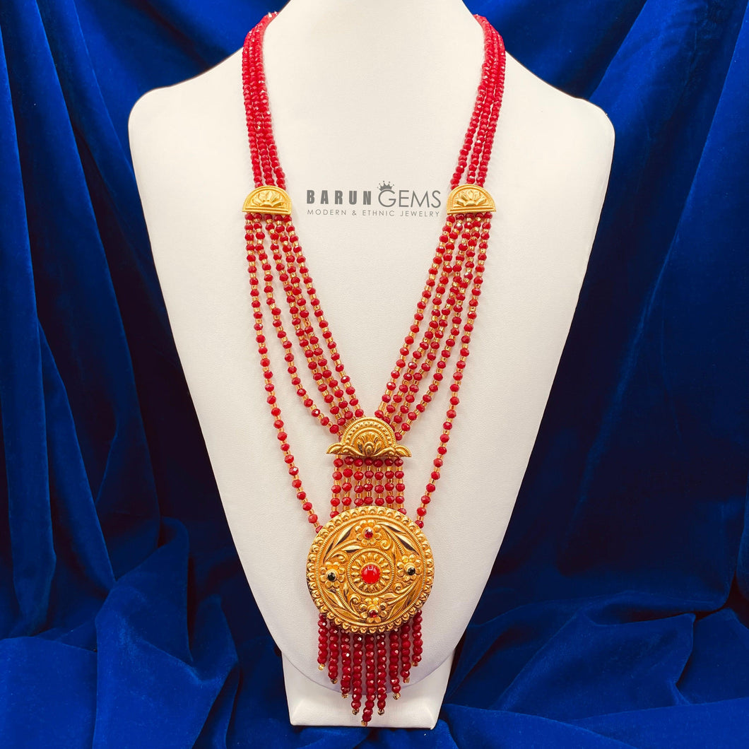 Red Crystal beads Haar